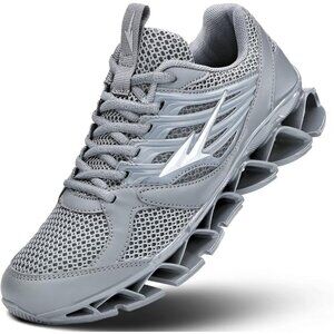 Men's Running Shoes Mesh Runner Fashion Sport Blade Walking Sneakers Grey Silver